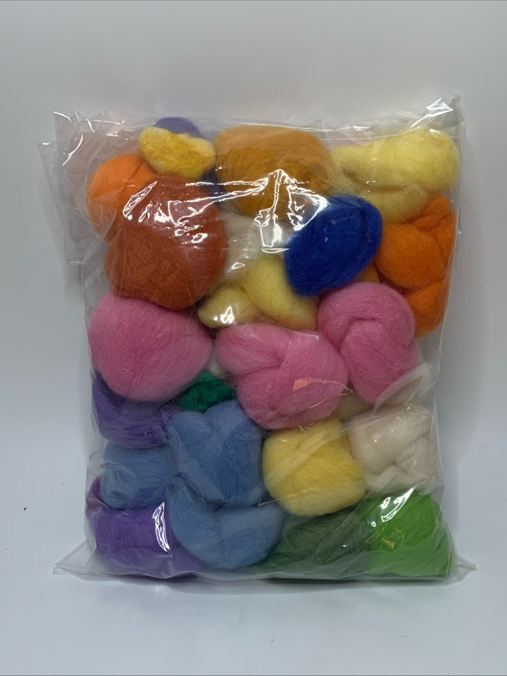Assorted Color Wool Roving Pack - Bright Pastel Craft Fibers